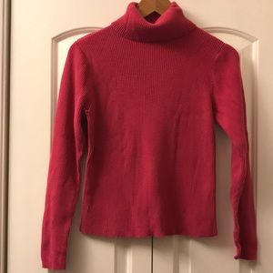 Pink Ribbed Knit Turtleneck